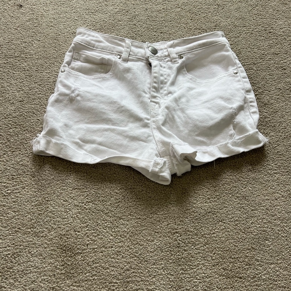 Girls White Denim Shorts